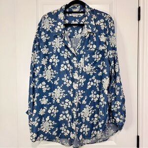 Navy Floral Button Down Shirt